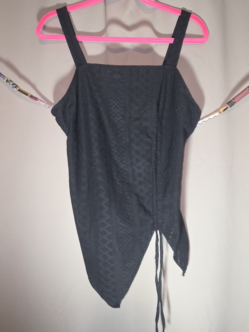 Black XXL Handkerchief Hem Ruched Tank Top